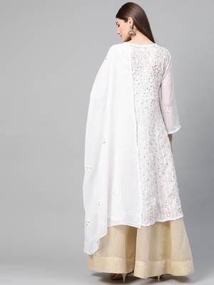 White embroidered georgette embroidered-kurtis 2