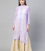 Purple hand woven georgette chikankari-kurtis
