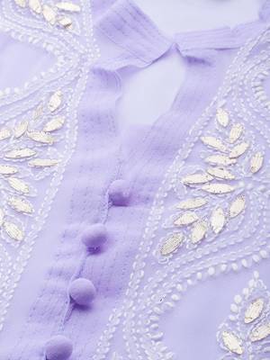 Purple hand woven georgette chikankari-kurtis 4