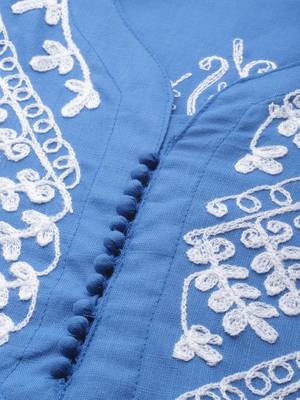 Blue hand woven georgette chikankari-kurtis 4