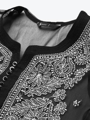 White hand woven polyester chikankari-kurtis 4