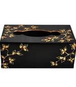 Lalhaveli 11 Inch Wooden Home & Dining Table Decorative Cafe Restaurant Decor Tissue Paper Holder Tissue Box (Black)