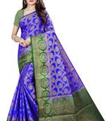 Royal blue woven jacquard saree with blouse
