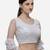 Embroidered White Net Blouse With Round Neck