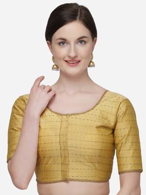 Jacquard Beige Phantom Silk Blouse With Round Neck 1