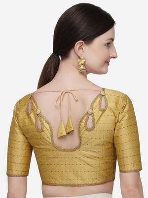 Jacquard Beige Phantom Silk Blouse With Round Neck 2