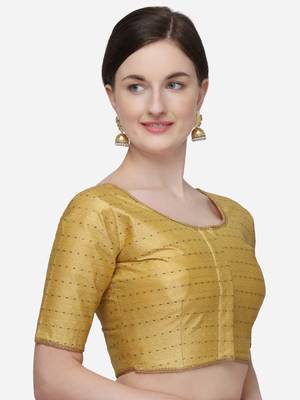 Jacquard Beige Phantom Silk Blouse With Round Neck 3
