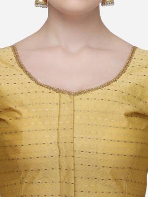 Jacquard Beige Phantom Silk Blouse With Round Neck 4