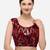 Embroidered & Sequence Work Maroon Velvet Blouse With Round Neck