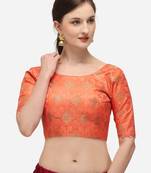 Jacquard Peach Blouse With Round Neck