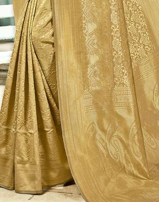 Golden woven art silk sarees saree with blouse 3