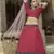 Red printed art silk semi stitched Bandhani type lehenga