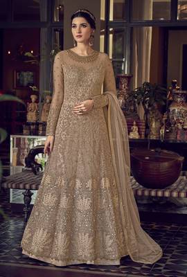 Beige embroidered net salwar 1
