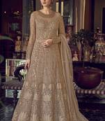 Beige embroidered net salwar
