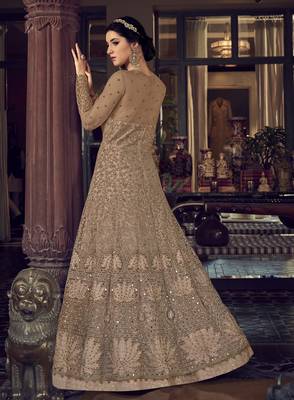Beige embroidered net salwar 2