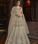 Silver embroidered net salwar