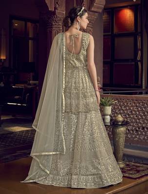 Silver embroidered net salwar 2