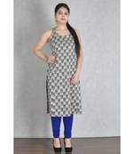 Grey Cotton Jaipuri Printed Kurta