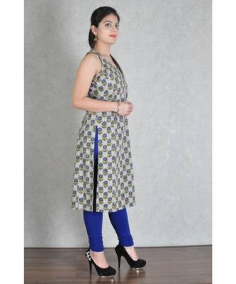 Grey Cotton Jaipuri Printed Kurta 2