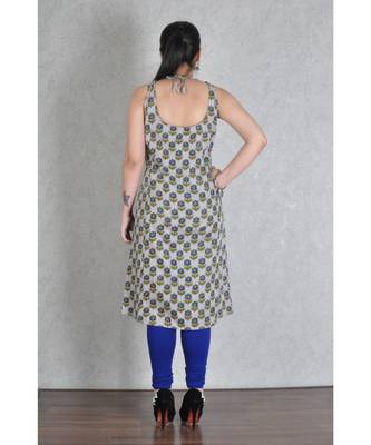 Grey Cotton Jaipuri Printed Kurta 3