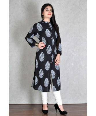 Black Cotton Printed Jaipuri Kurta 2