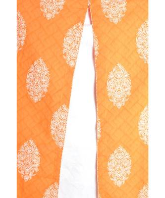 Orange Cotton Printed Jaipuri Kurta 4