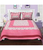 Premium Cotton Flat Bedsheet Rajasthani Jaipuri Traditional Queen Size Double Bed Sheet with 2 Pillow Covers (84 X 92)