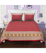 Premium Cotton Flat Bedsheet Rajasthani Jaipuri Traditional Queen Size Double Bed Sheet with 2 Pillow Covers (84 X 92)
