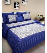 Premium Cotton Flat Bedsheet Rajasthani Jaipuri Traditional Queen Size Double Bed Sheet with 2 Pillow Covers (84 X 92)