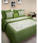 Premium Cotton Flat Bedsheet Rajasthani Jaipuri Traditional Queen Size Double Bed Sheet with 2 Pillow Covers (84 X 92)