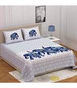 Premium Cotton Flat Bedsheet Rajasthani Jaipuri Traditional Queen Size Double Bed Sheet with 2 Pillow Covers (84 X 92)