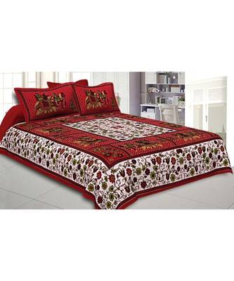 Sanganeri Jaipuri Print Heritage Cotton King Size Double Bed Bedsheet With 2 Pillow Covers 1