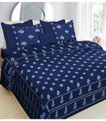 Dabu Indigo Print King Size Bedsheet Indian Dabu Print Bedsheet Floral Dabu Indigo Print Bedsheet With Two Pillow