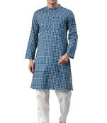 Blue printed cotton men kurtas