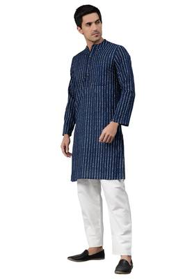 Blue printed cotton men kurtas 1