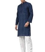 Blue printed cotton men kurtas