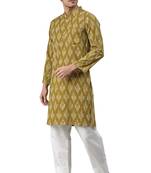 Green printed cotton men kurtas
