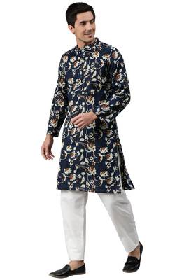 Blue printed cotton men kurtas 2