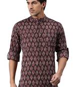 Brown printed cotton men kurtas