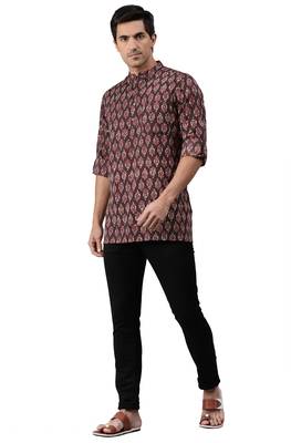 Brown printed cotton men kurtas 2