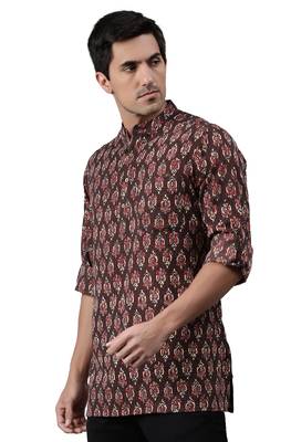 Brown printed cotton men kurtas 3