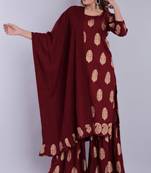 Maroon printed rayon salwar