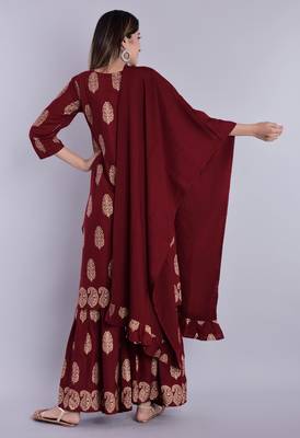 Maroon printed rayon salwar 2