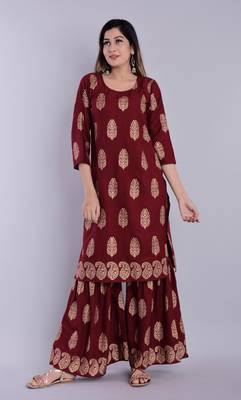 Maroon printed rayon salwar 3