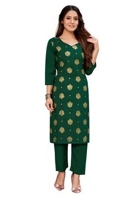 Green embroidered crepe ethnic-kurtis 1