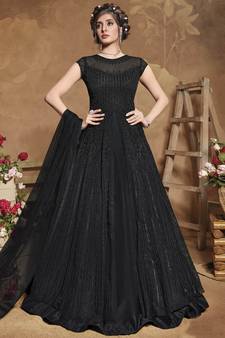Black embroidered net salwar
