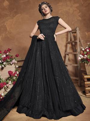 Black embroidered net salwar 3