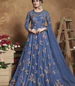 Blue embroidered net salwar
