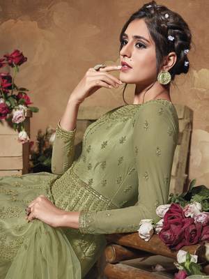 Green embroidered net salwar 2