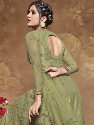 Green embroidered net salwar 3